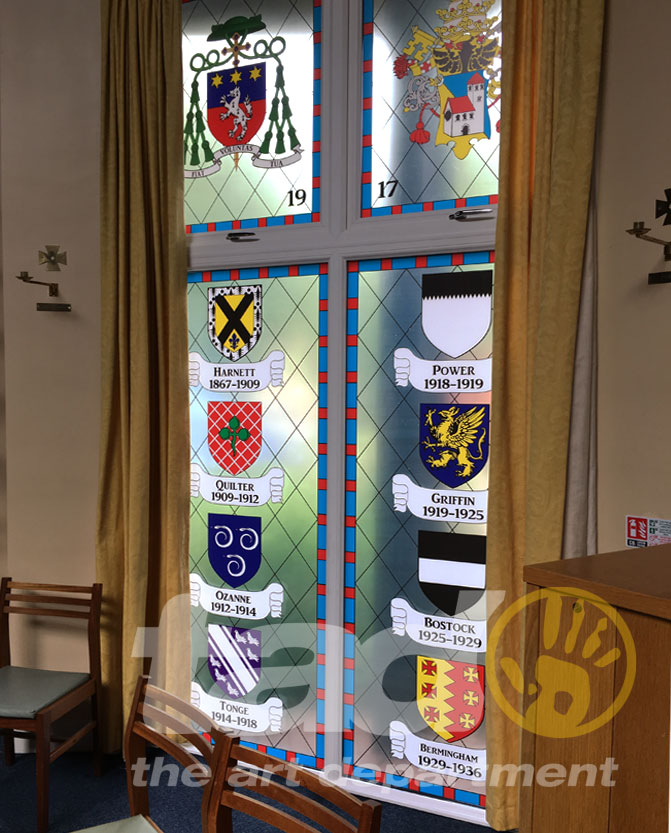 faux stained glass windows church